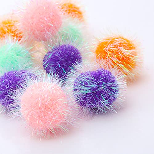 Osvela Cat Ball Toys Pom Pom Sparkle Fuzzy Balls Assorted Color 12 Pack