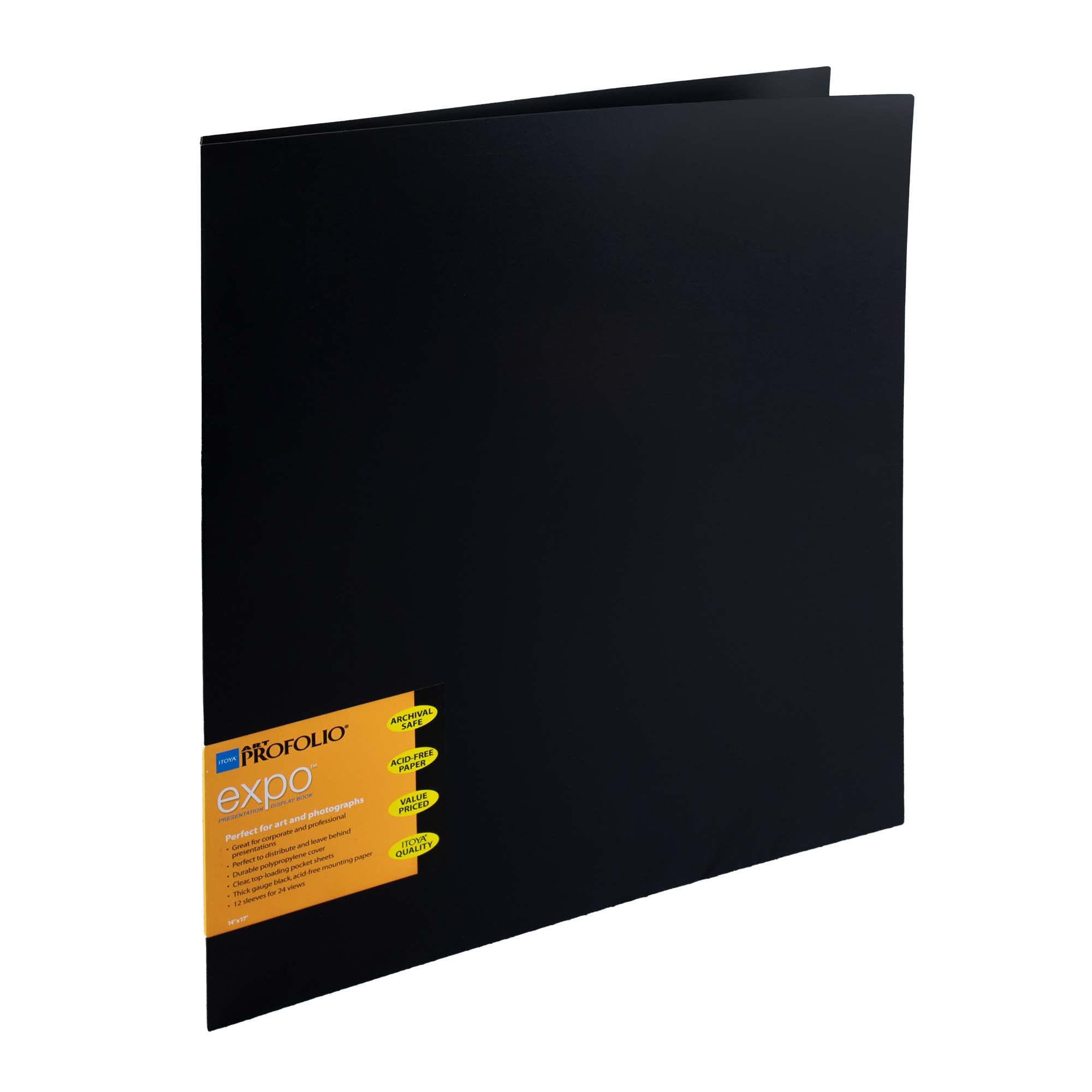 Itoya ProFolio Expo 14x17 Black Art Portfolio Binder with Plastic Sleeves  and 24 Pages - Portfolio Folder for Artwork with Clear Sheet Protectors -  Presentation Book for Art Display and Storage