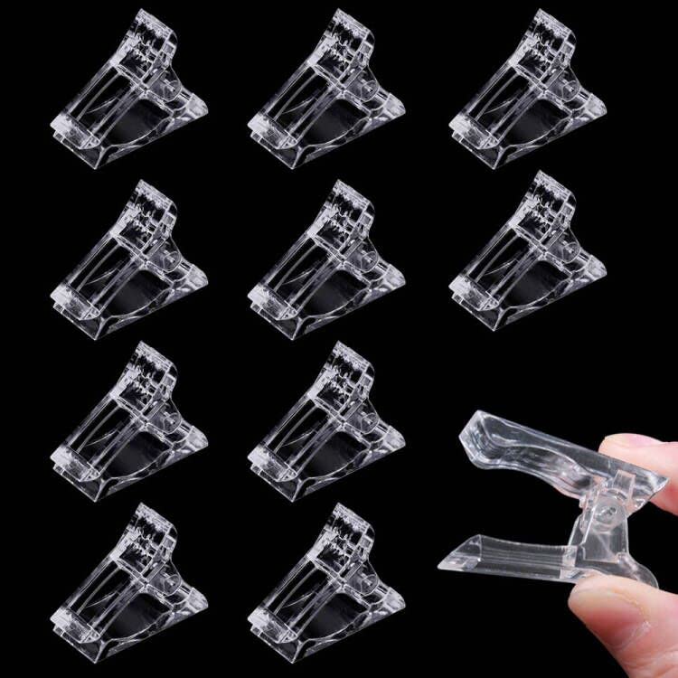 ZBX 10Pcs Nail Tips Clip Clear Transparent Nail Clips for Quick Building  Polygel nail forms Nail