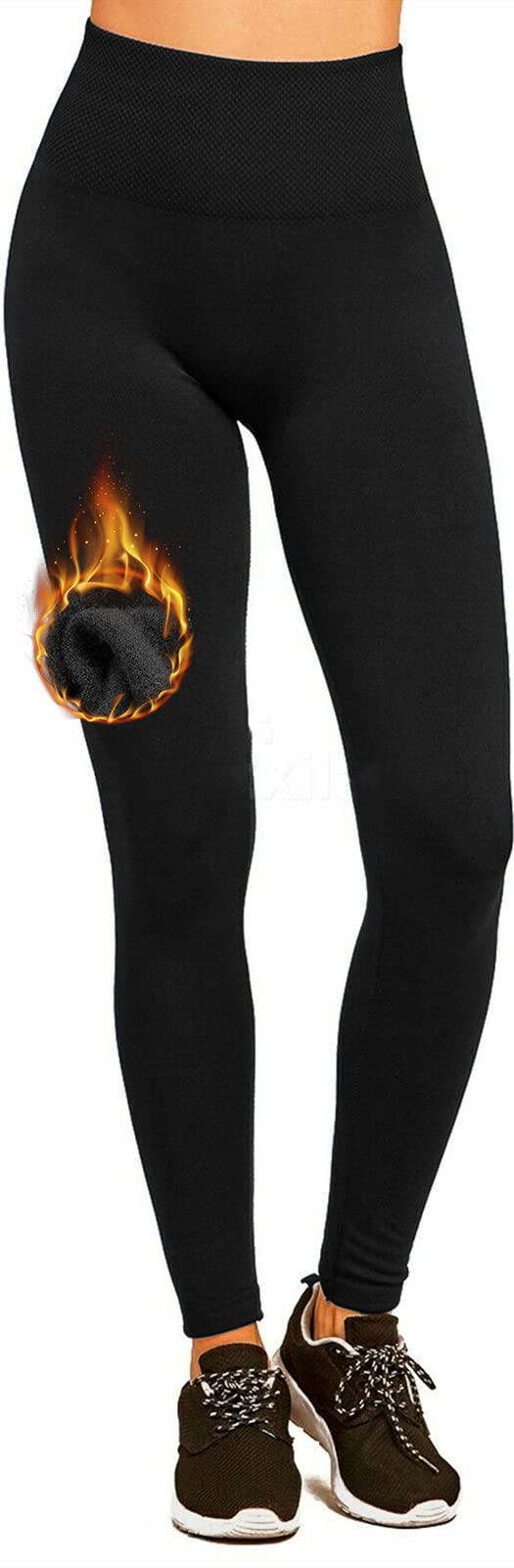  Fleece Lined Leggings Women Thermal Underwear Bottoms Tights  Warm Stretch Seamless Comfortable Soft Classic Cold Weather Black : Sports  & Outdoors