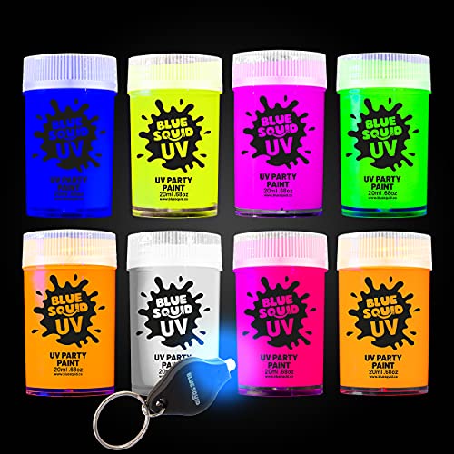 UV Reacting Neon Fluorescent Face and Body Paint - 7 Color Set