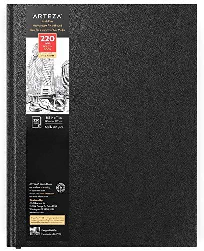Arteza 8.5x11 Hardbound Sketchbook, Heavyweight Hard Cover Sketch  Journals, 110 Sheets Each, 68lb/110gsm, Art Supplies for Drawing, Sketching,  and Journaling 1 Pack