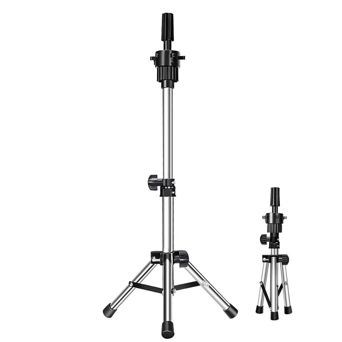 Mini Mannequin Head Stand,Dansee Wig Stand Tripod Adjustable (14.5-21.8  inch) for Mannequin Heads Training
