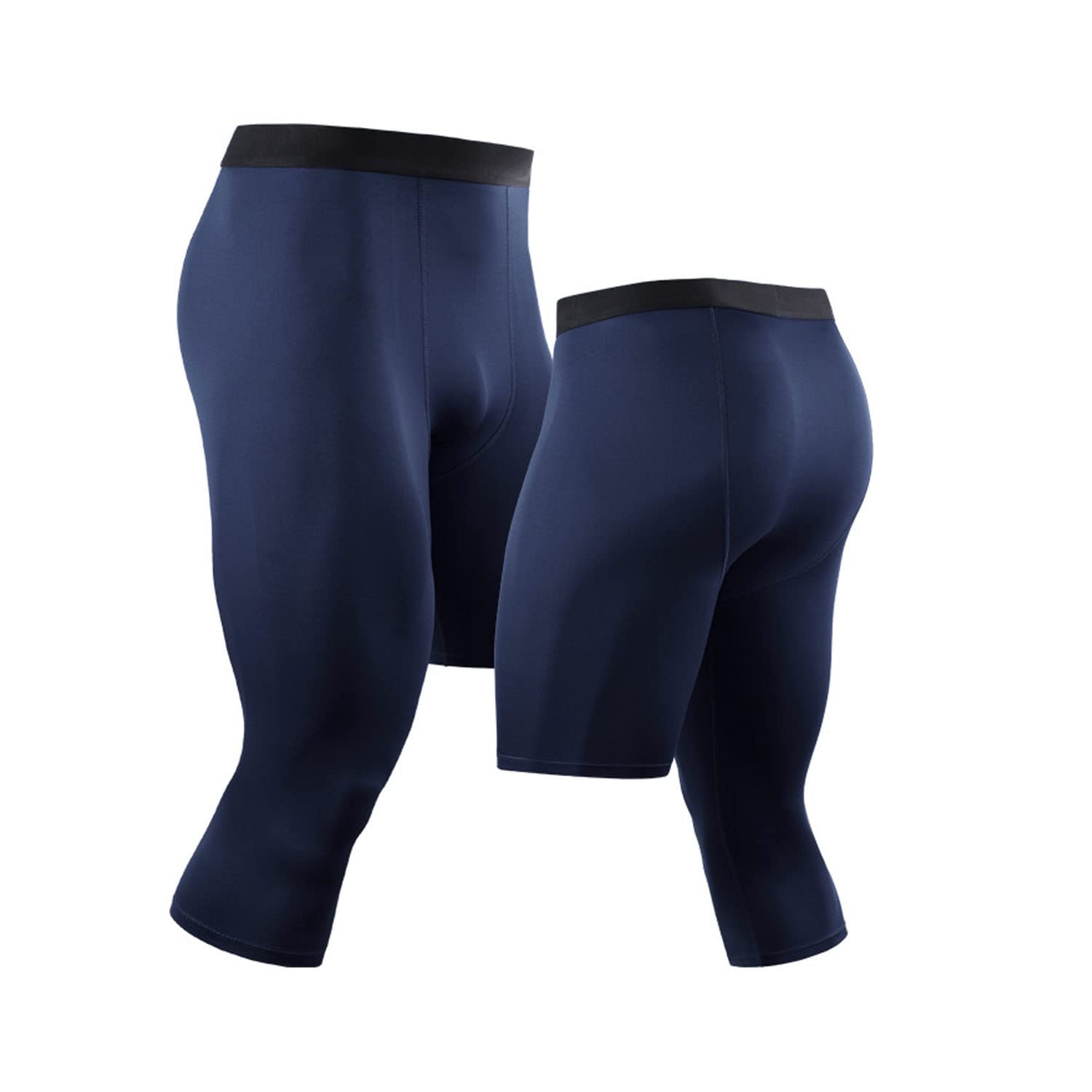 Men's 3/4 One Leg Compression Capri Tights Pants Athletic Baselayer  Underwear Sports Leg Sleeves for