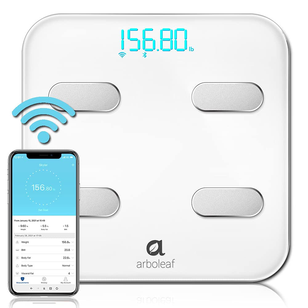 Arboleaf Weight Scale - Smart Scale Bluetooth Body Fat Scale Wireless with  iOS, Android APP, Unlimited Users, Auto Recognition, 10 Body Composition