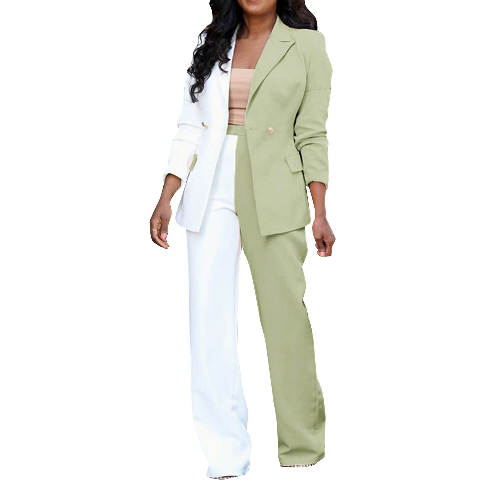 Pant Suits for Women Dressy Party Womens Wedding Pantsuits Women's Casual  Solid Color Long Sleeve Suits Button Jackets High Waist Long Pant Two Piece  Set at  Women's Clothing store