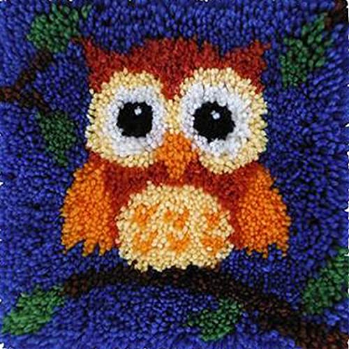 Small Latch Hook Kits Rug for Kids Beginner Night Owl Easy Latch Hook kit  Tapertry Cushion Embroidery Craft Kits Cartoon DIY Latch Hook Kit Mat  Canvas Hobby & Craft 30x30cm