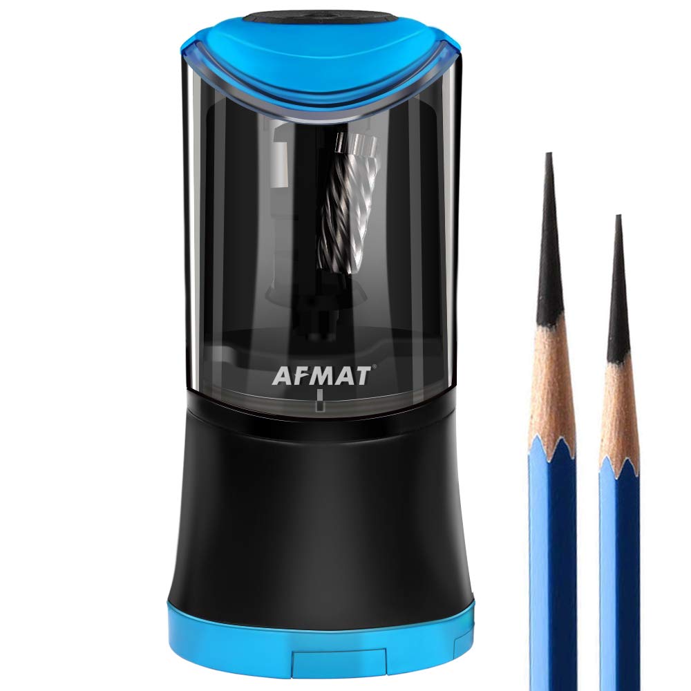 AFMAT Artist Pencil Sharpener Charcoal Pencil Sharpener Long Point Pencil  Sharpener Art Pencil Sharpener for 6-9.6mm Large Pencils Rechargeable Pencil  Sharpeners for Art Pencils-Blue