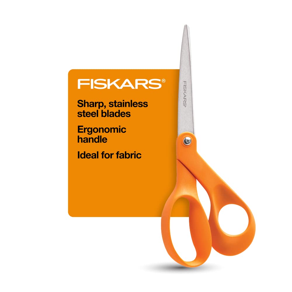 Fiskars Fiskars Easy Action Bent Scissors - 8 inch Overall Length - Stainless Steel - Multi - 1 / Each