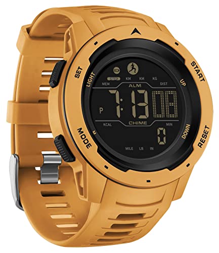 Digital Men's Watches Stainless Steel Digital Watch 5ATM Waterproof Men's  Watch Multifunctional Digital Watch with Alarm Clock Stopwatch Calendar LED