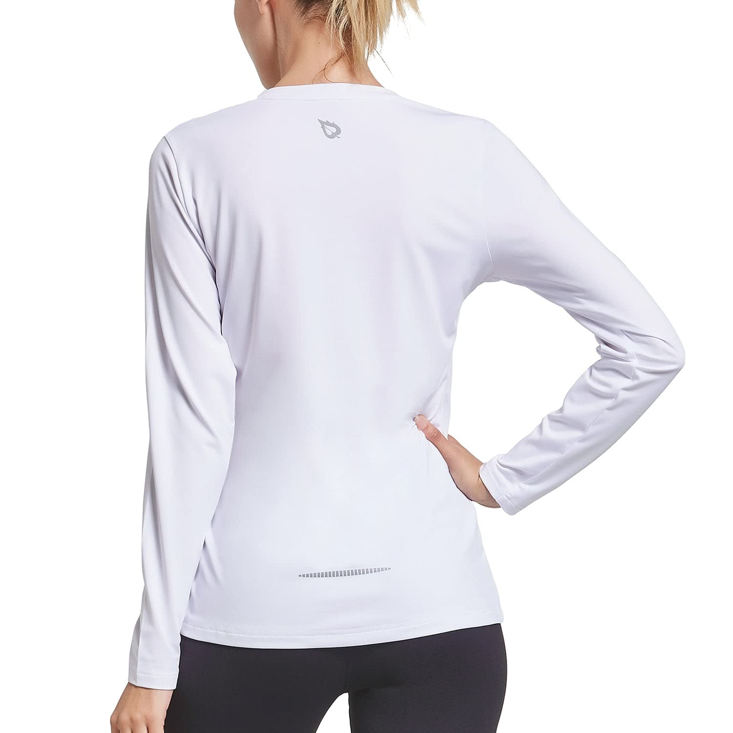 BALEAF Women's Long Sleeve Running Shirts Quick Dry Athletic Workout Tops  White Medium
