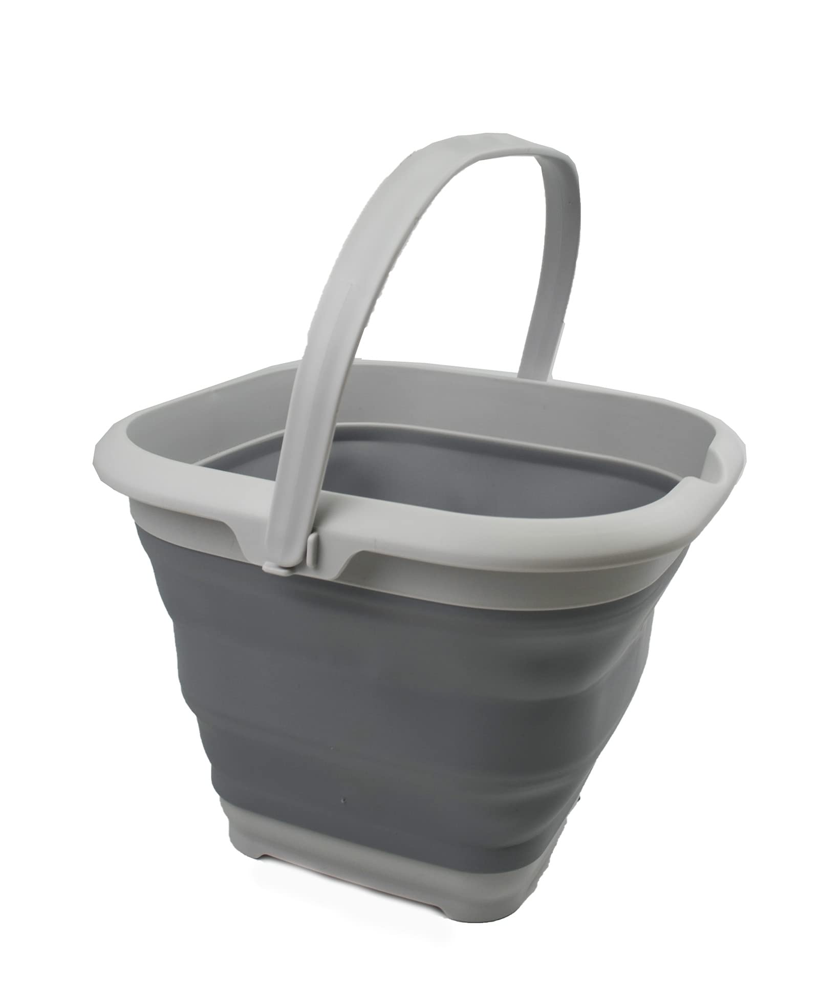 SAMMART Collapsible Plastic Bucket - Foldable Tub - Portable Fishing Water  Pail - Space Saving Outdoor Waterpot (Grey, 8.5L Square) Gray 8.5L Square