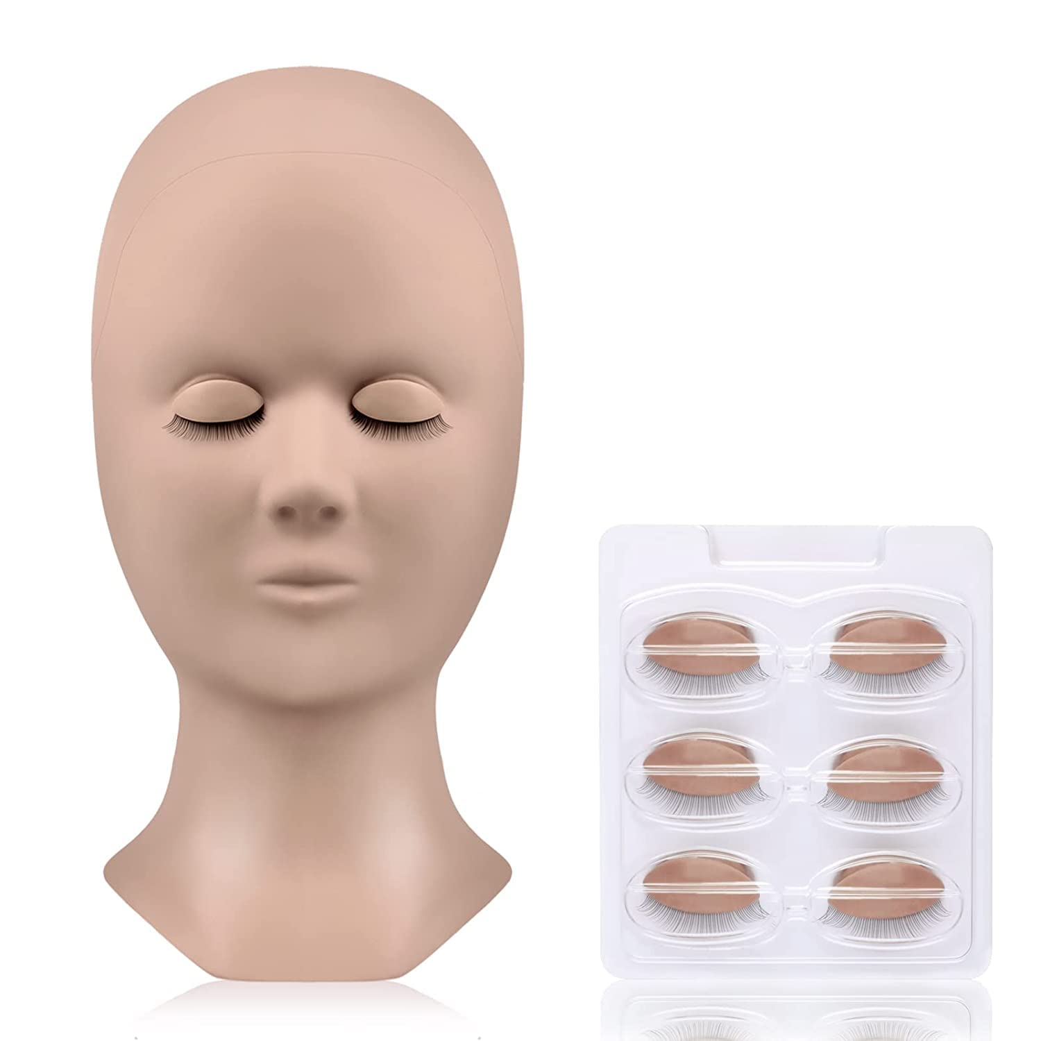 FADLASH Lash Mannequin Head with 4 Pairs Replacement Eyelids for Training  Eyelash Extensions and Makeup Mannequin Head for Practice