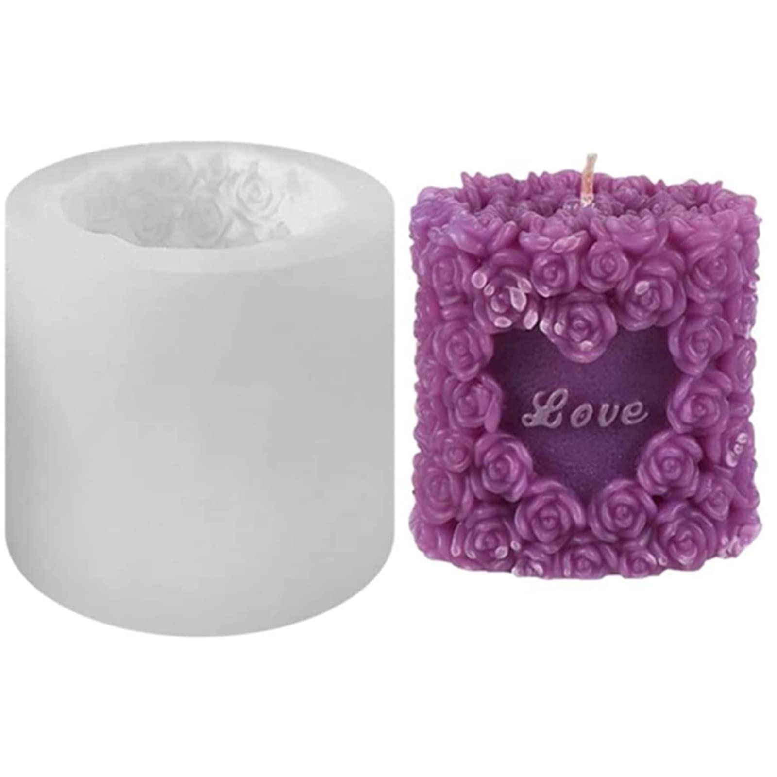 PDTO Valentine Wedding 3D Rose Cylinder Silicone Candle Mold Cake