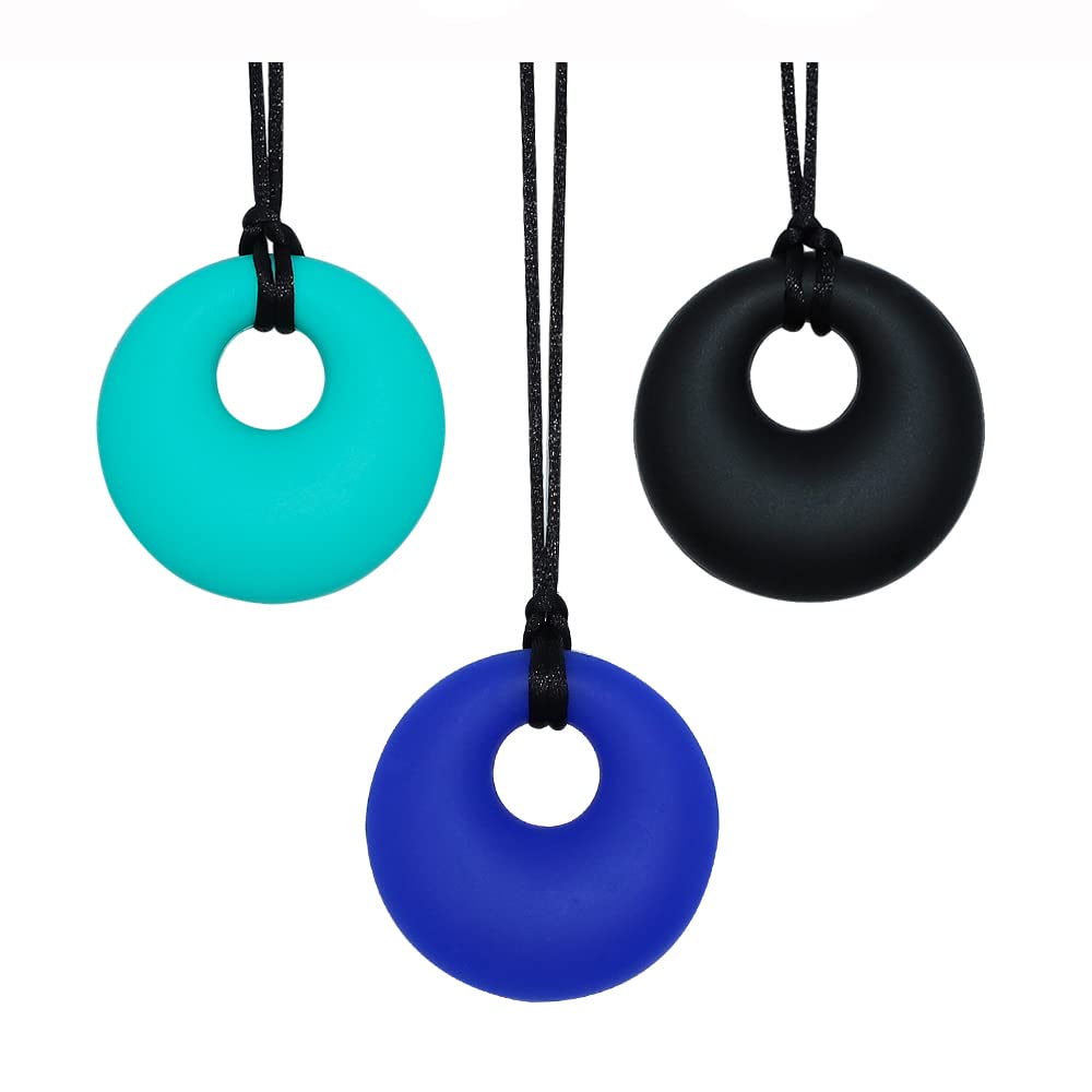 Chew Necklaces for Sensory Kids Silicone Chewy Necklace Sensory 3 Pack for  Boys Girls with Autism