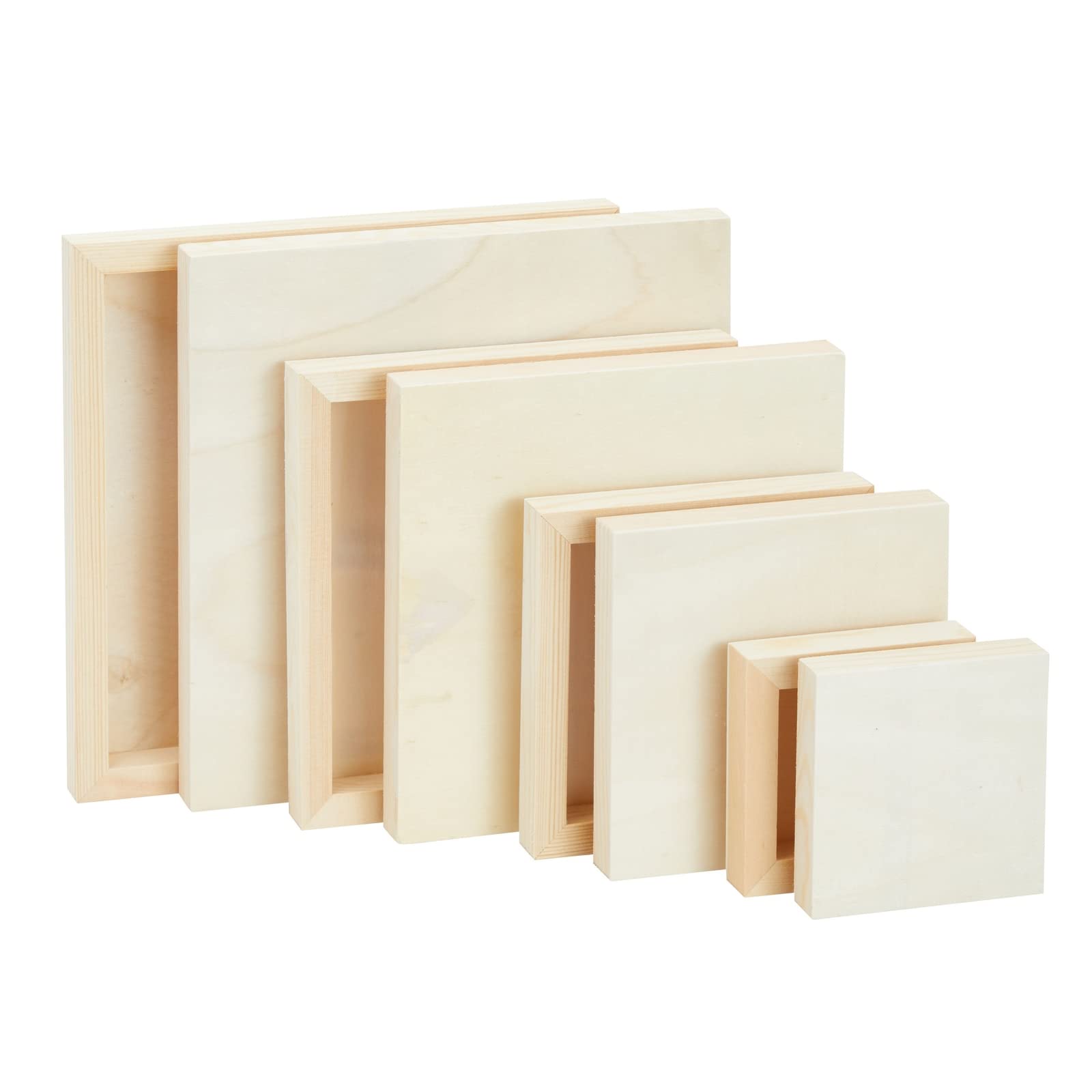 Set of 8 Unfinished Wood Canvas Boards for Painting Wooden Panels