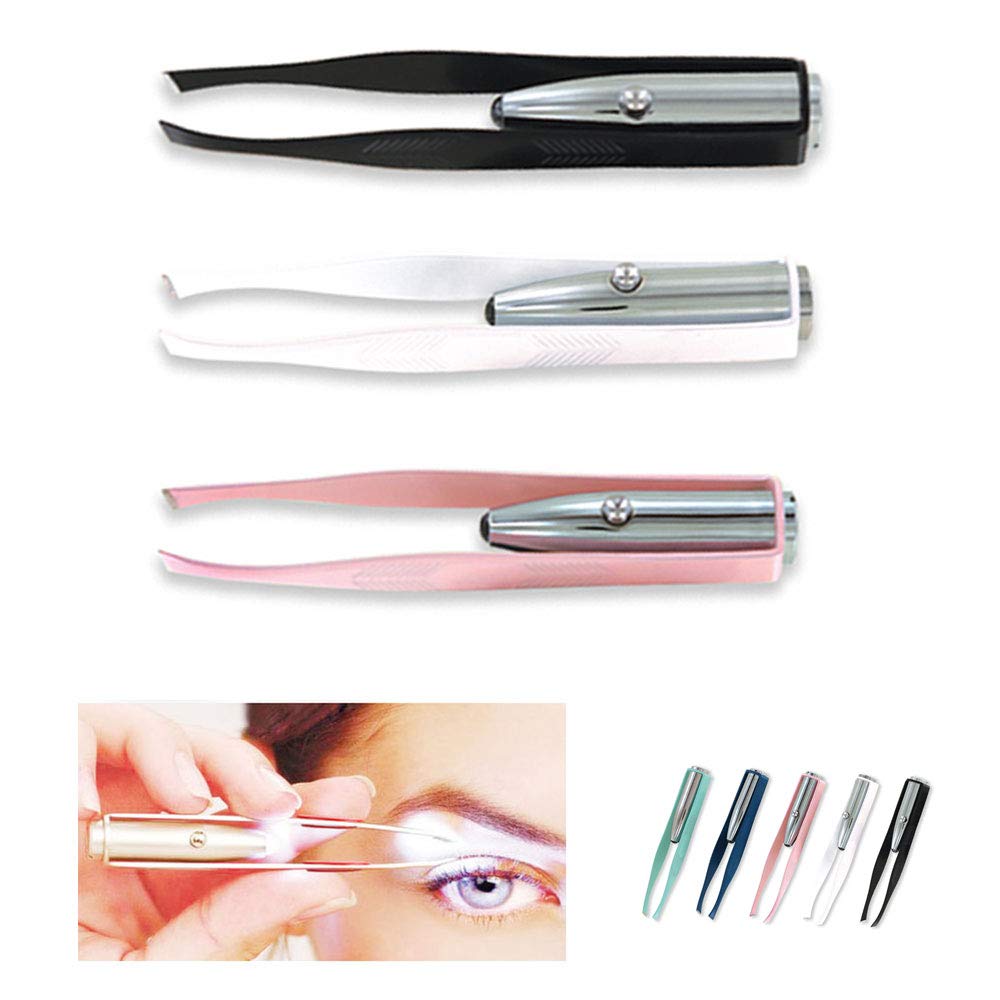 1st Choice 3 Stainless Steel Make Up LED Light Eyelash Eyebrow Hair Removal Lighted  Tweezer