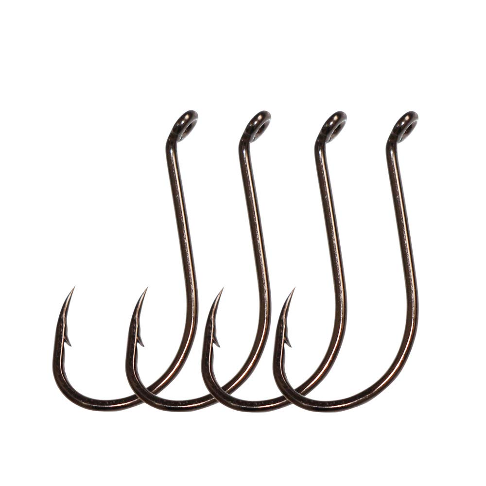 BLUEWING Bent Eye Offset Circle Hooks Fishing Hooks High Carbon Steel  Fishing Hooks Extra Sharp Fish Hooks for Freshwater Saltwater Fishing, Size  5/0