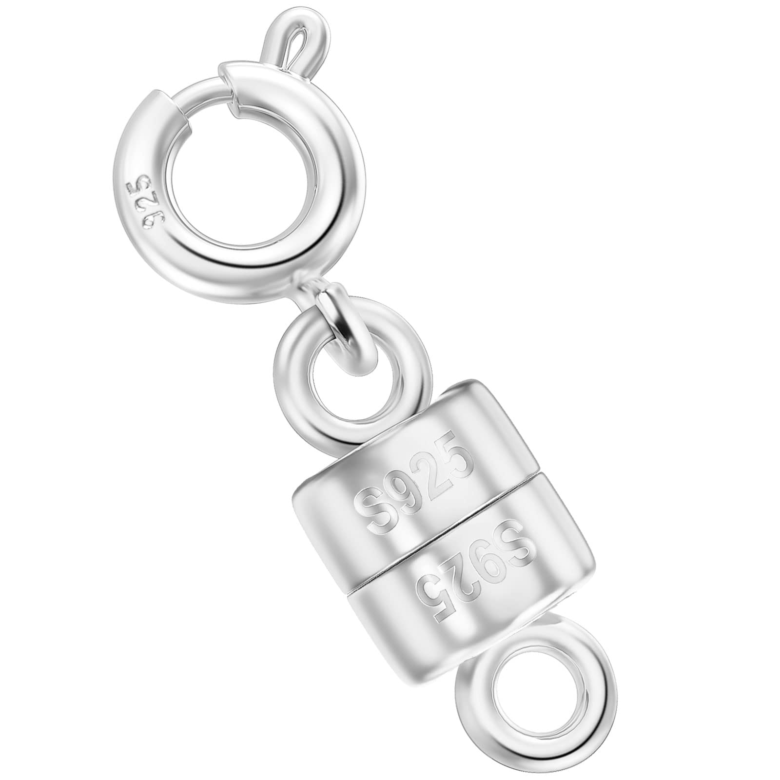 Necklace Clasps and Closures 925 Sterling Silver Mini Magnetic Jewelry  Clasp Connector for Bracelets Chain Extender(Made in Italy) 1Pcs Silver