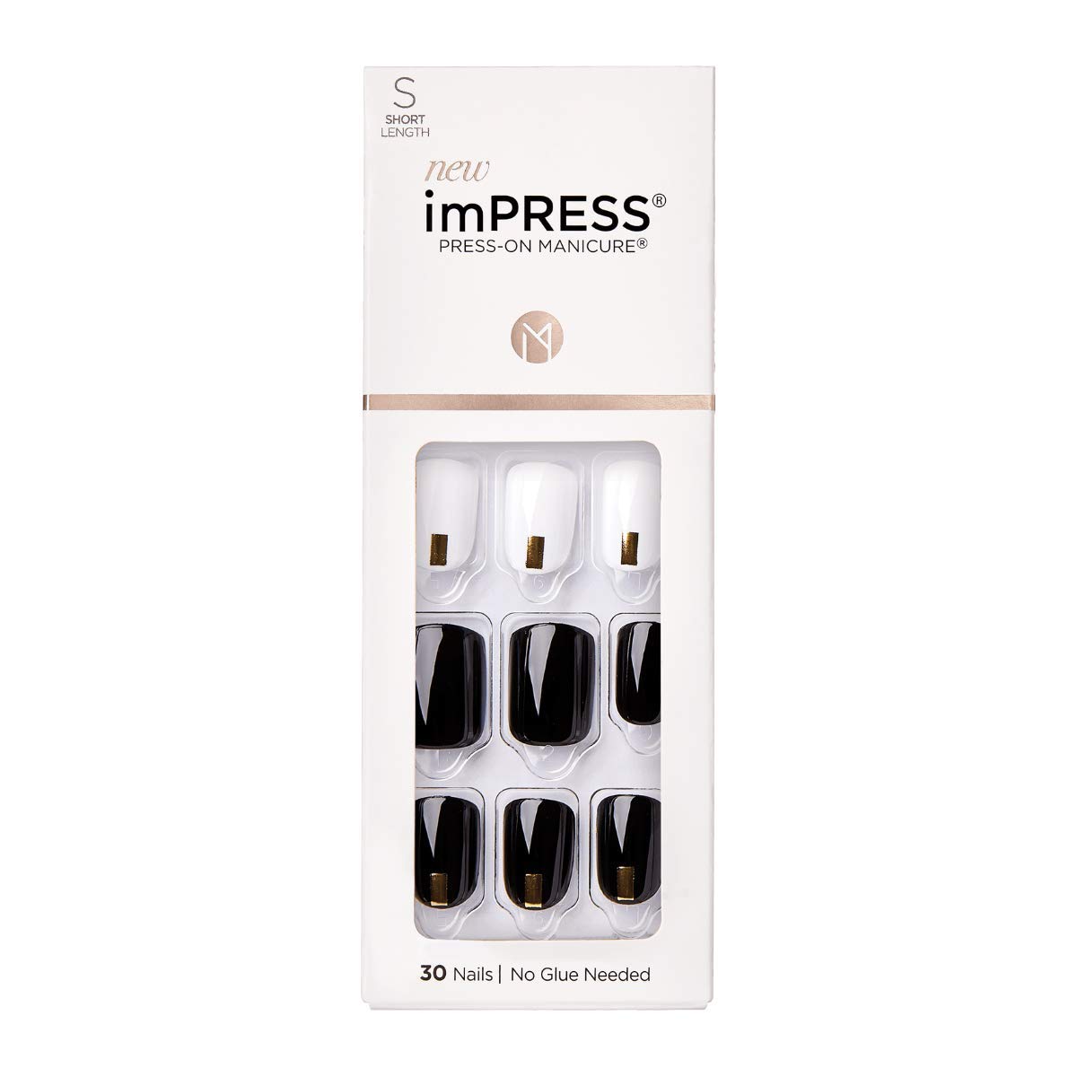 KISS imPRESS Press-On Manicure, Nail Kit, PureFit Technology, Short Press-On  Nails, Midnight Drive, Includes