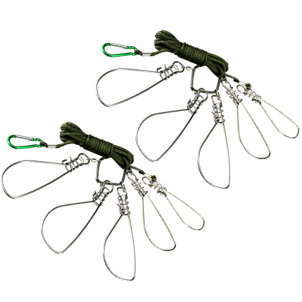 BESPORTBLE 2 Pack Fishing Stringer Clip Fish Lock Stainless Steel Wire Rope  Fish Lock with Float