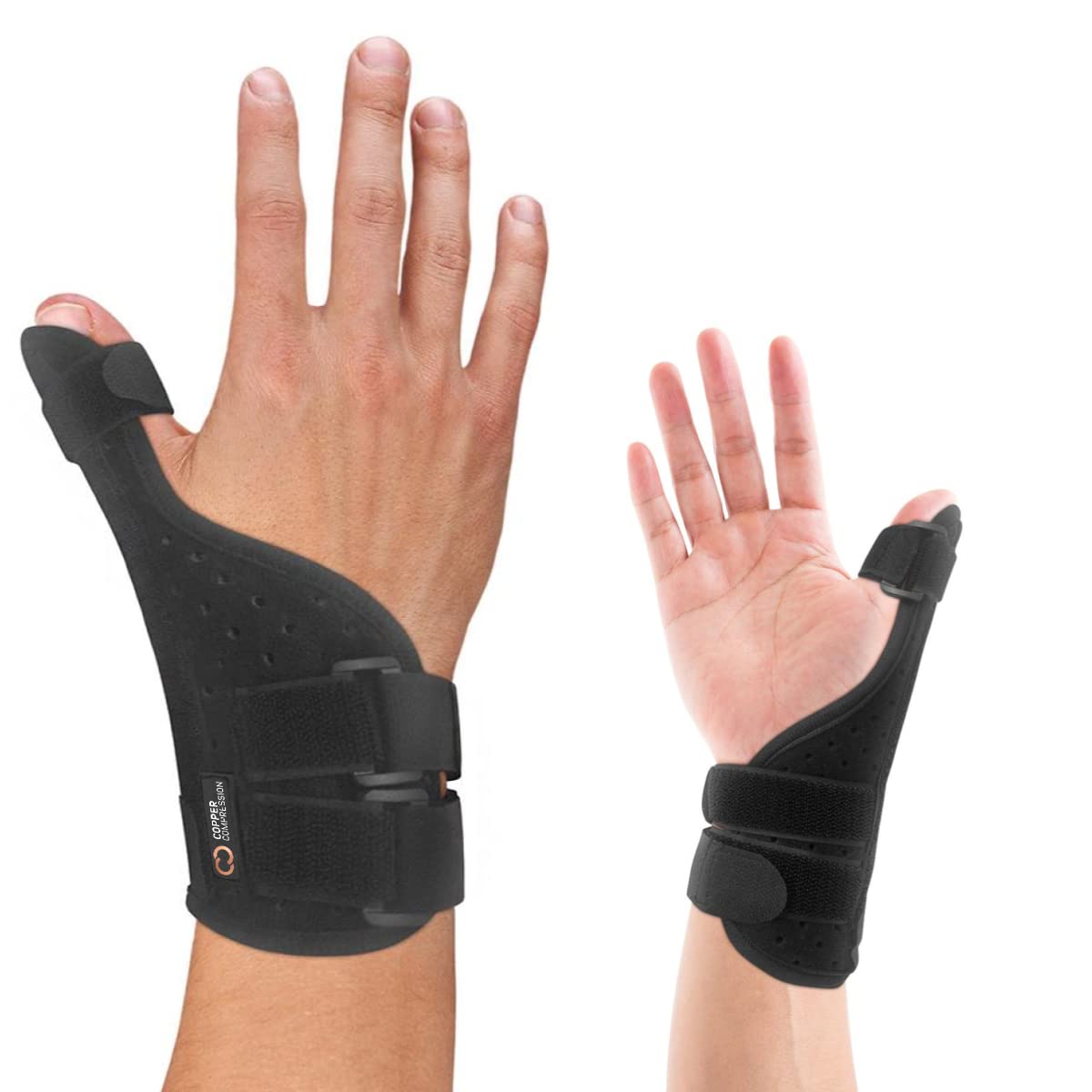 Copper Compression Long Thumb Brace - Copper Infused Thumb Spica Splint for  Arthritis, Tendonitis. For Both Right Hand and Left Hand. Wrist, Hands, and  Thumb Stabilizer and Immobilizer One Size (Pack of 1)