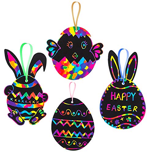 Happy Storm Easter Crafts for Kids 48 Sets Easter Scratch Arts and Crafts  for Kids Ages 4-8 Rainbow Easter Scratch Paper Bunny Eggs Chicks Easter  Crafts Ornaments Decorations for Easter Scratch Art