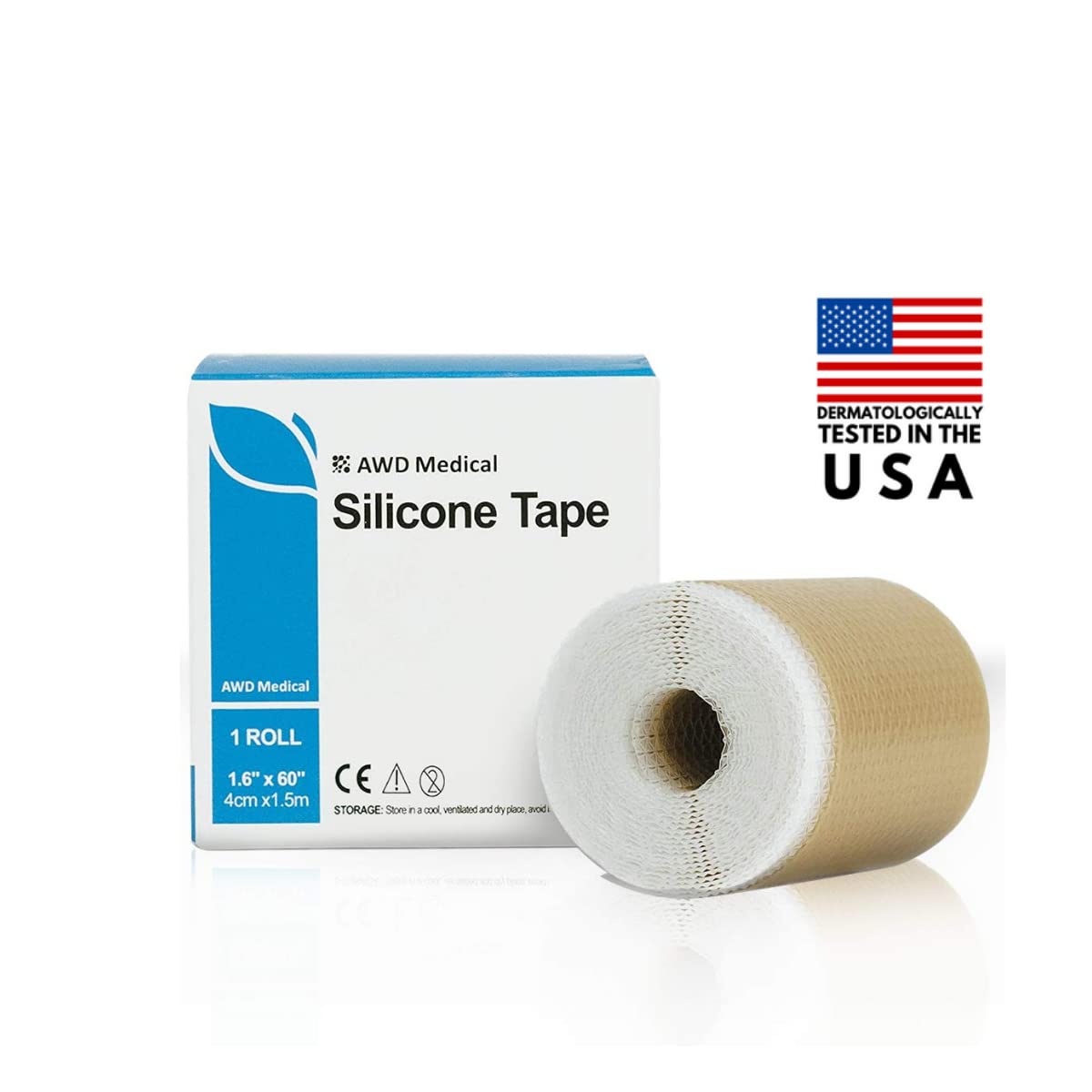 AWD Medical Silicone Scar Sheets - Soft Silicone Scar Tape for Scar Removal  - 1.6” x 60” Roll - Reusable Silicone Tape For Removing Keloids, C Section,  Burns, Surgical Scars - Custom