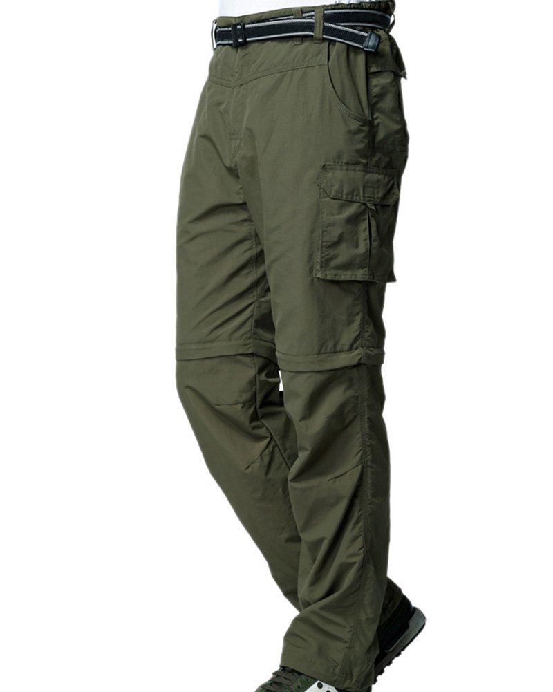 Men's Outdoor Quick Dry Convertible Lightweight Hiking Fishing Zip Off  Cargo Work Pants Trousers Army Green