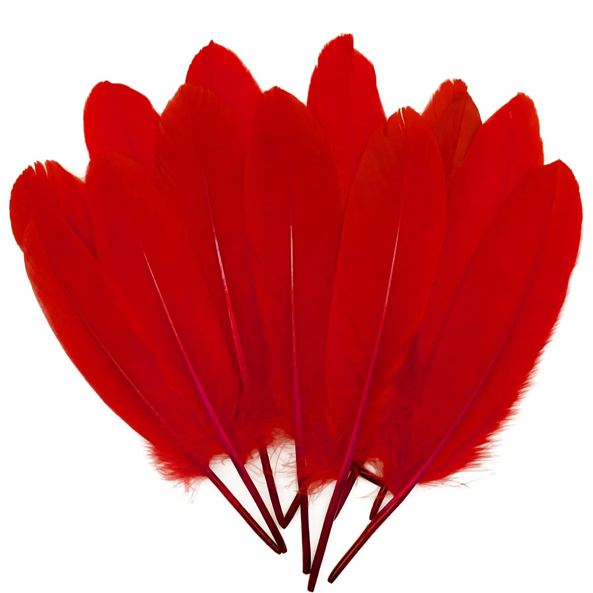 100pcs Red Goose Feathers 6-8 Inch for Crafts Wedding Party