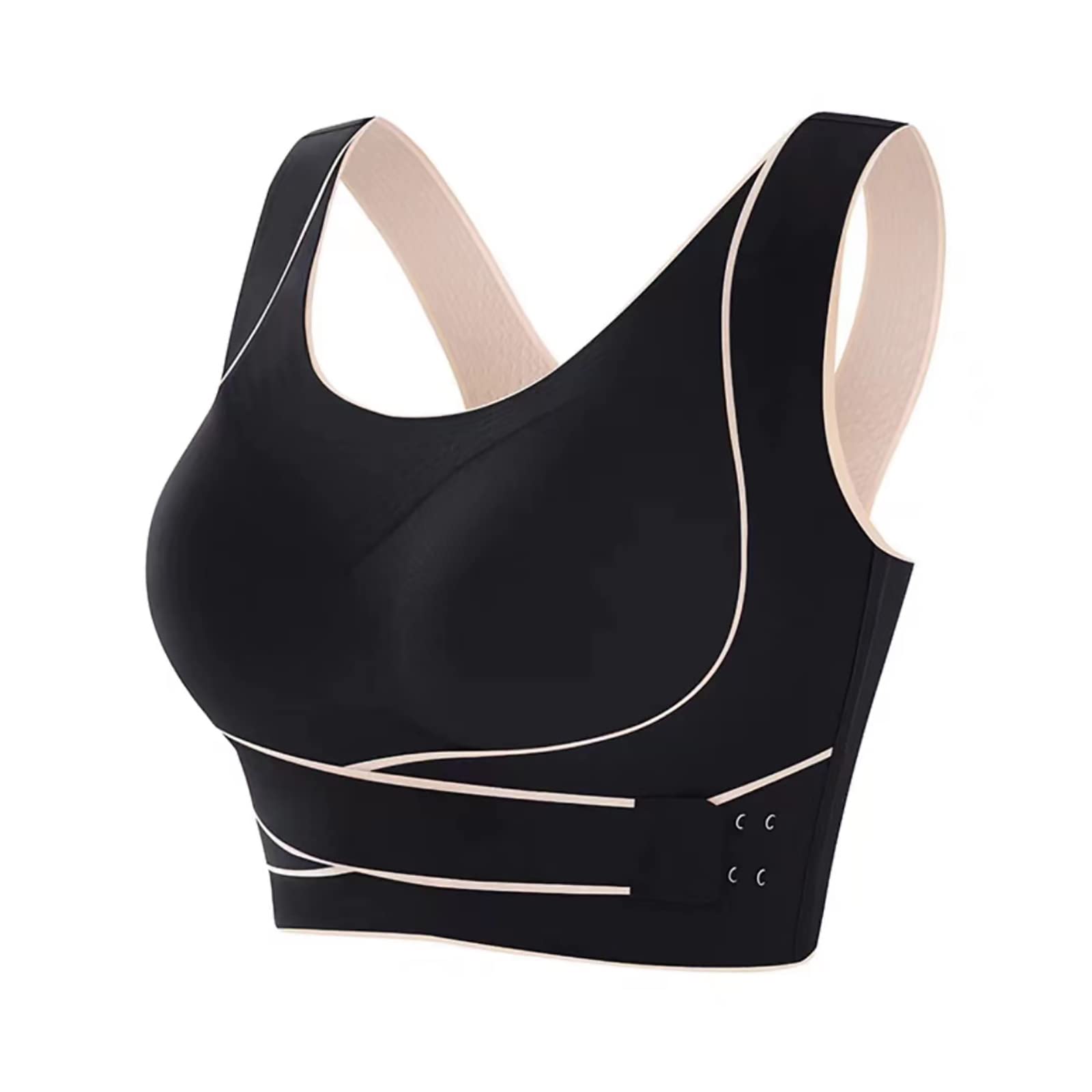 Wireless Lifting Comfy Sports Wear Bra,Shaping & Powerful Lifting Bra,Front  Cross Side Buckle Push Up Bra Black XL(60-70kg)