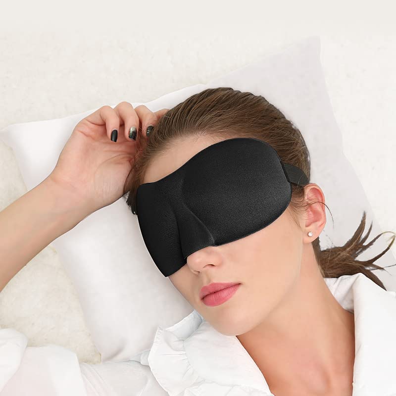 Sleep Mask Block Out Light 100%, Eye Mask Sleeping of 3D Contoured Blackout  Night Blindfold, Relaxation Soft Cushion Travel Eye Cover