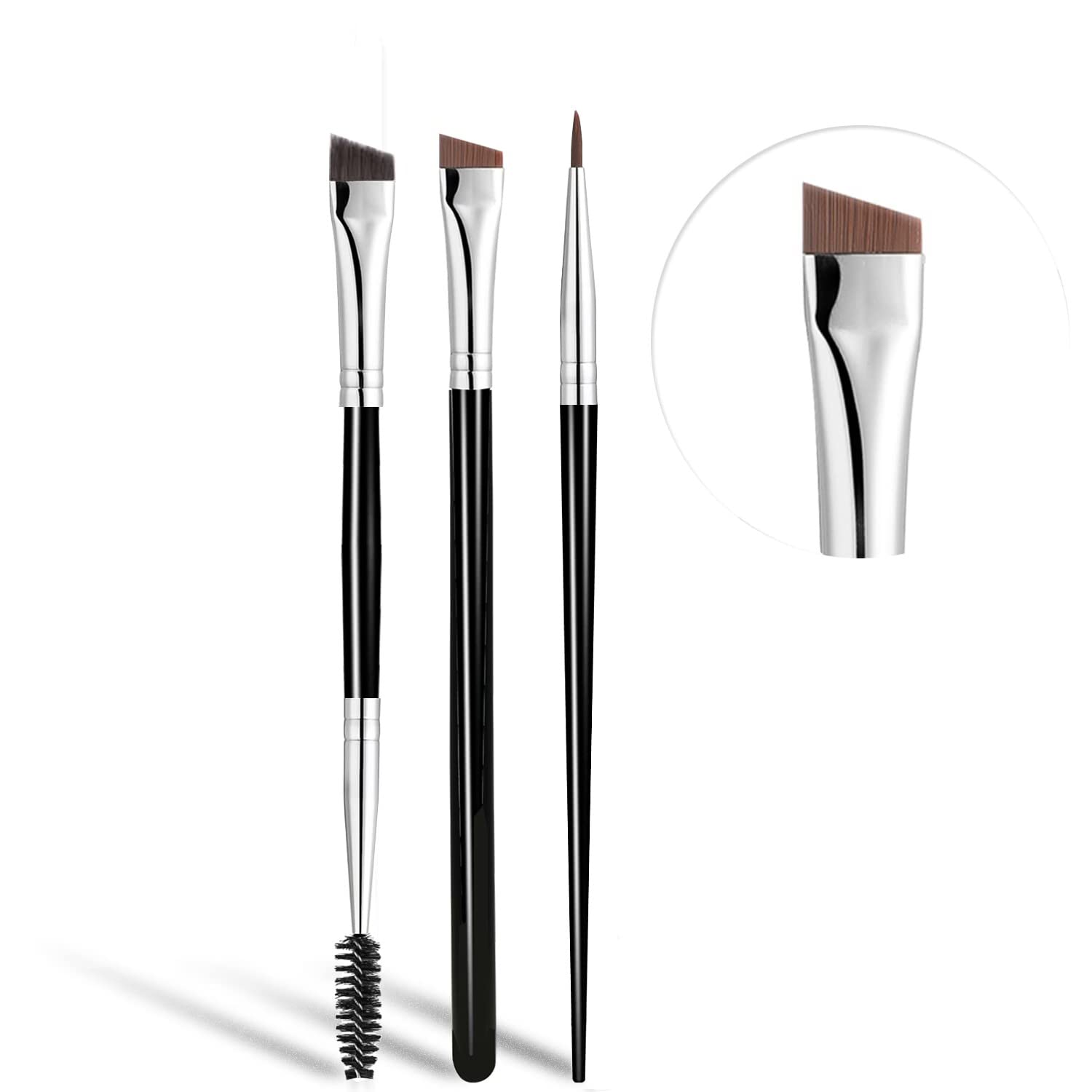 ELESDA Eyeliner Brush, Angled Eyebrow Eyeliner Brush 3PCS Slanted Flat Thin  Eyeliner Brushes Fine Point Ultra Thin Eyebrow Brush Make Up Brush for Eye  Brow Eye Liner Brushes Fine Point