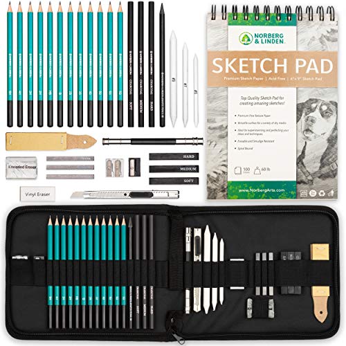 hhhouu Drawing Set Arts Professional Kit Graphite & Colored Charcoal P