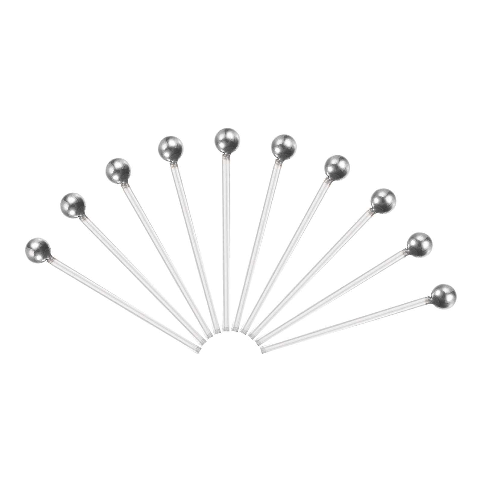 100Pcs Plated Eye head Pins Flat Head Pins Ball head Pins Accessories for  DIY Bracelet Earring Jewelry Making length 16mm-50mm Color Gold Silver