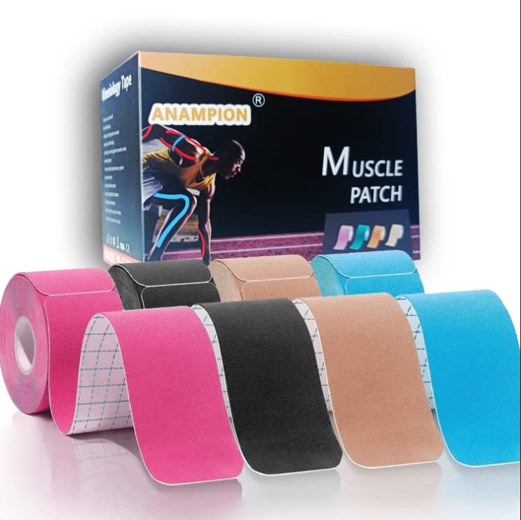 Waterproof Kinesiology Tape -4-Rolls-Joints Support & Muscle Pain Relief  -16.4ft Precut -Cotton Elastic Tape Perfect for Any Activity (Mix-4color)