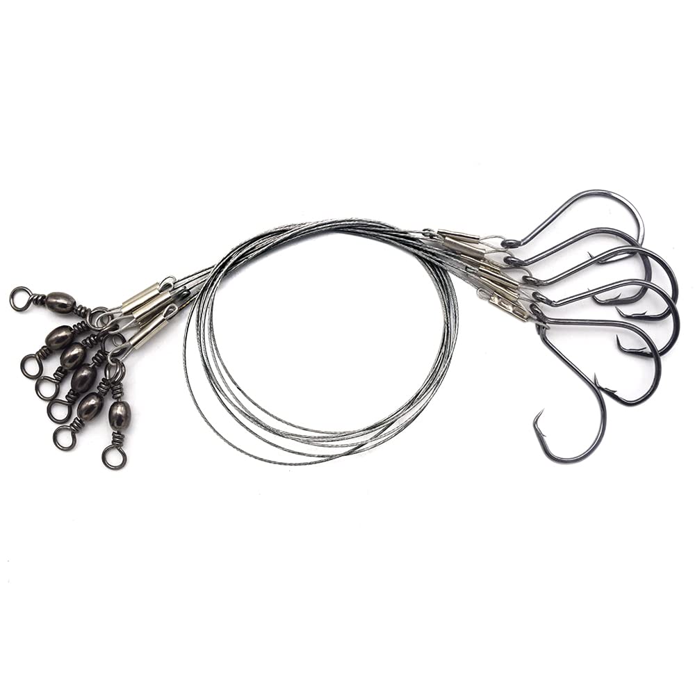 SENYUBBY 1#-8/0# Offset Octopus Hooks Rig, Fishing Wire Leader