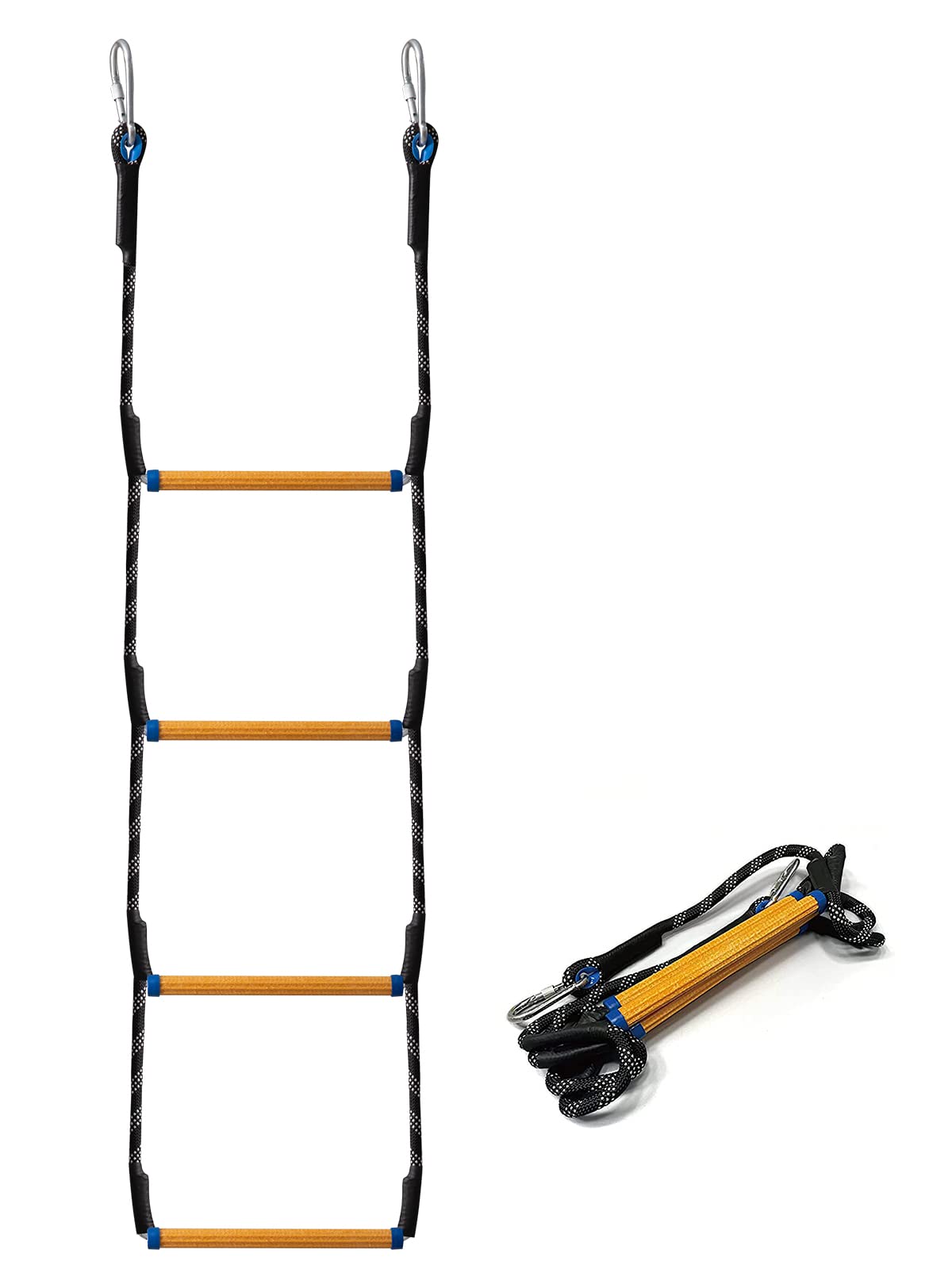 XITAO Boat Rope Ladder， Heavy Duty Anti Slip Resin Rungs 4 Step Boat Ladder， Portable Marine Rope Ladder， Outdoor Climbing Ladders， Swim Ladde並行輸入