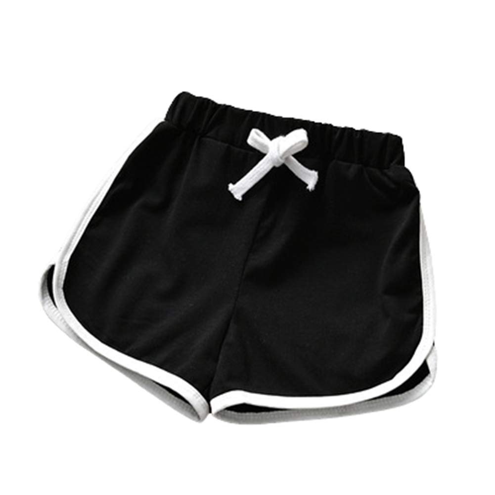 Digirlsor Toddler Kids Boys Girls Active Shorts Cotton Sports Casual  Running Short Pants,2-10Y Tag140/8-9 years Black