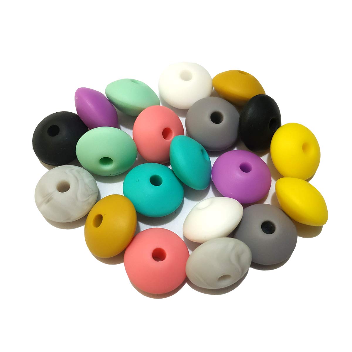 5pcs, 12mm Silicone Beads, Solid Color Round Silicone Beads for