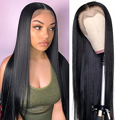 AILIF Lace Front Wigs Human Hair Straight 13x4 HD Lace Frontal Human Hair  Wig Pre Plucked 150% Density Brazilian Virgin Human Hair Wig with Baby Hair  for Black Women Natural Color (20