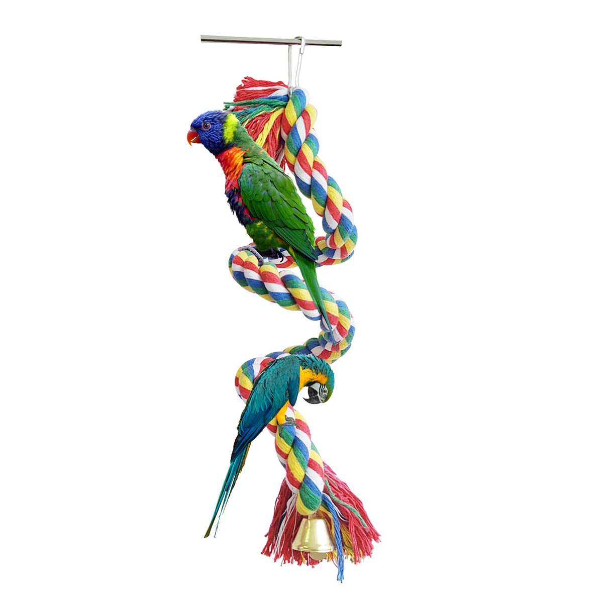 Bird Rope Perch, Colorful Rotate Cotton Rope Bird Perch Stand, Rope Bungee  Bird Toy for Parakeets Cockatiels, Conures, Parrots, Love Birds