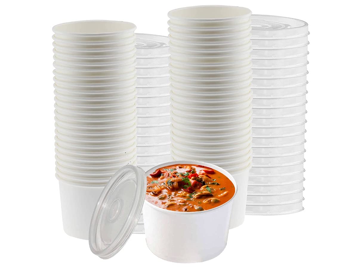 Choice 6 oz. White Double Poly-Coated Paper Food Cup with Vented Paper Lid  - 25/Pack