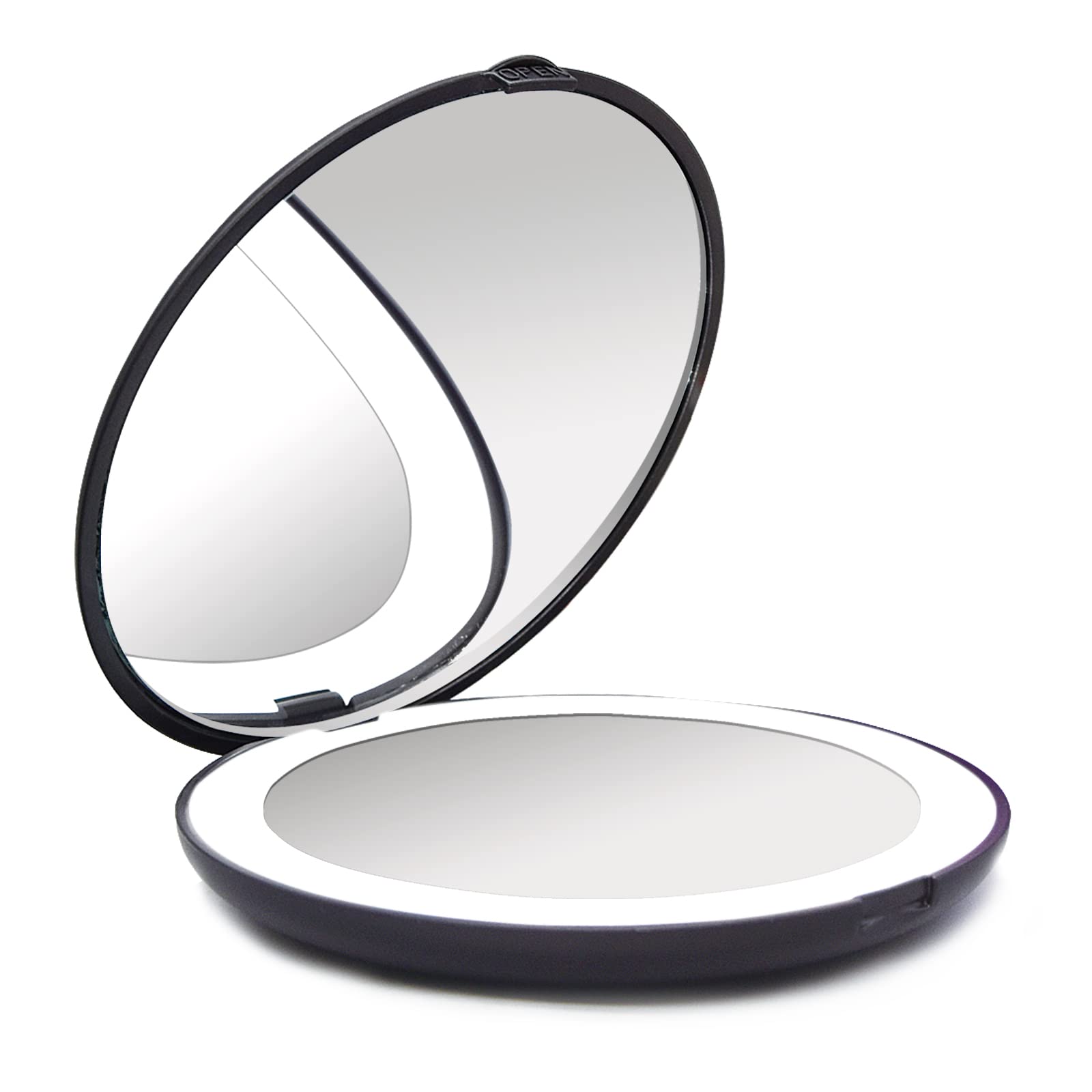 LED Compact Mirror, WOBANE Lighted Travel Mirror, 10X Magnifying ...