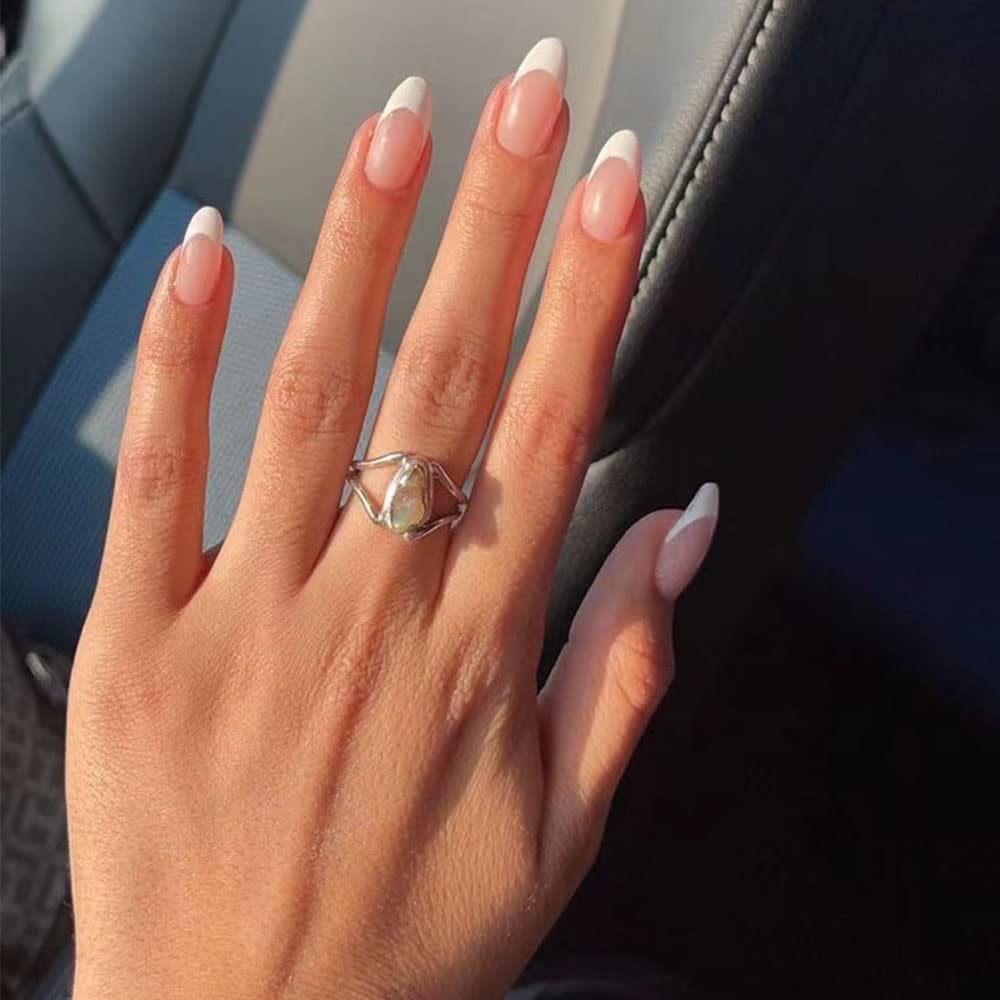 40 Cute Acrylic Nails To Wear This Spring : White French Tip Acrylic Nails  with Silver Butterflies I Take You | Wedding Readings | Wedding Ideas |  Wedding Dresses | Wedding Theme