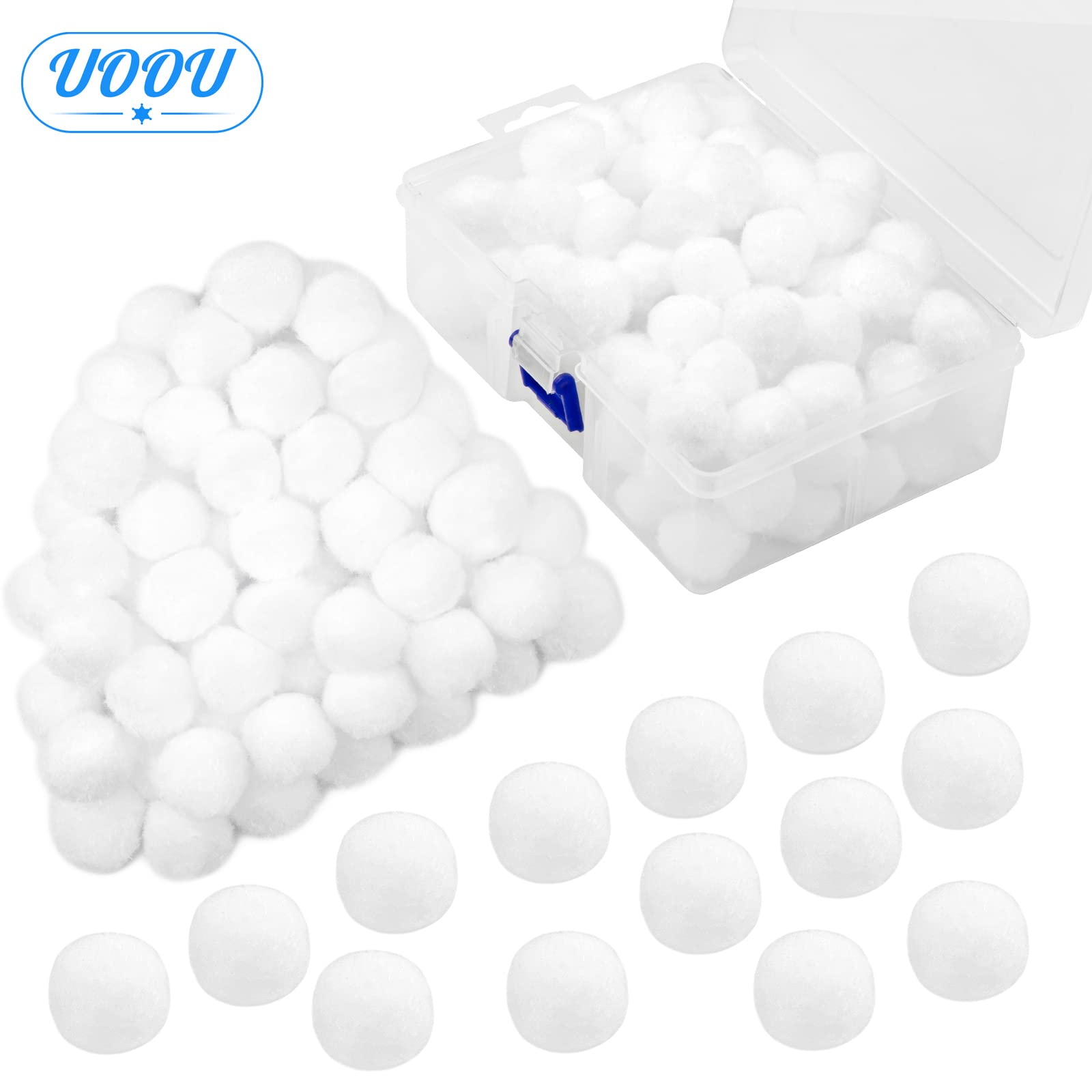 UOOU 100 Pcs White Pom Poms 1inch/2.5cm Solid Color Craft Pom Poms