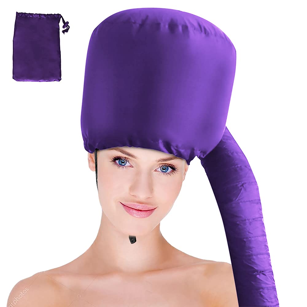 Hair Dryer Bonnet - Upgraded Bonnet Hair Dryer with Longer Extended Hose  More Easy to Enjoy Styling, Curling and Hair Deep Conditioning, with Free  Carrying Case Bonnet Hair Dryer(Purple)
