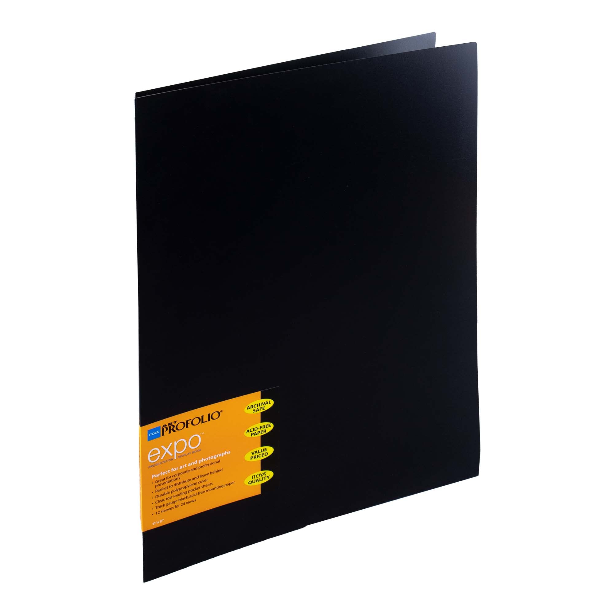 Itoya ProFolio Expo 11x17 Black Art Portfolio Binder with Plastic Sleeves  and 24 Pages - Portfolio Folder for Artwork with Clear Sheet Protectors -  Presentation Book for Art Display and Storage