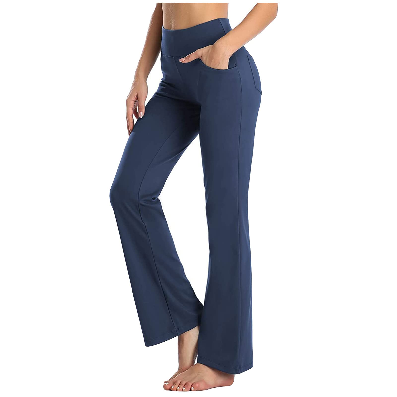Women's Bootcut Yoga Pants Tummy Control Workout Non See-Through Bootleg  Yoga Pants Stretchy Work Pants for Women 