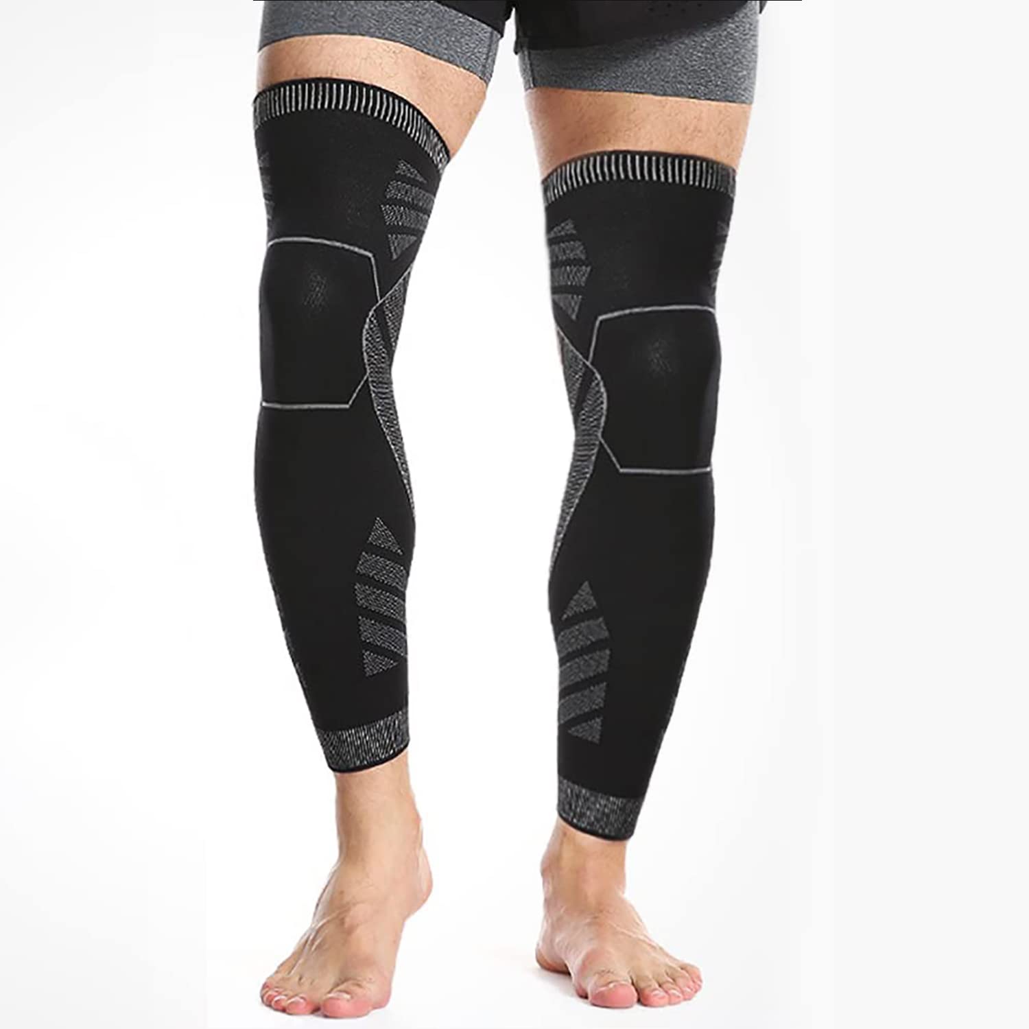 SPOTBRACE Long Leg Compression Sleeves For Men (2 PACK) Full Leg
